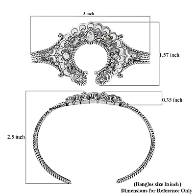 D'Joy Indian Artisan Crafted White Buffalo 4.75 ctw Moonlit Blossom Cuff Bracelet in Sterling Silver (7.25 In)