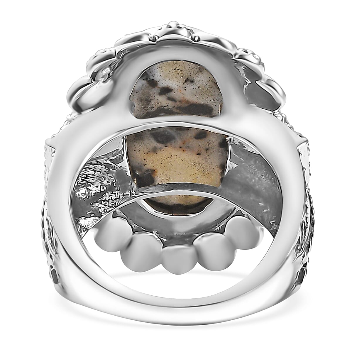 D'Joy Indian Artisan Crafted White Buffalo 9.00 ctw Floral Ring in Sterling Silver (Size 10.0)