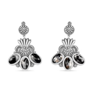 D'Joy Artisan Crafted White Buffalo 7.50 ctw Fancy Earrings in Sterling Silver