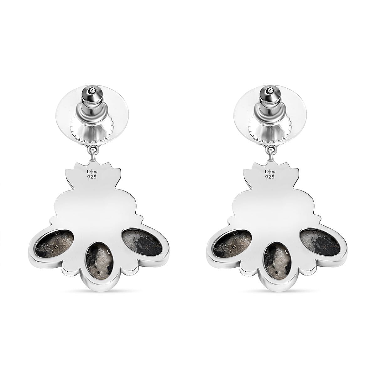 D'Joy Artisan Crafted White Buffalo 7.50 ctw Fancy Earrings in Sterling Silver