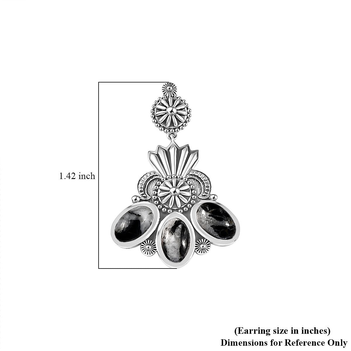D'Joy Artisan Crafted White Buffalo 7.50 ctw Fancy Earrings in Sterling Silver
