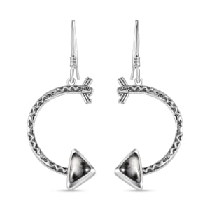 D'Joy Artisan Crafted White Buffalo 3.20 ctw Crescent Moon and Arrow Earrings in Sterling Silver