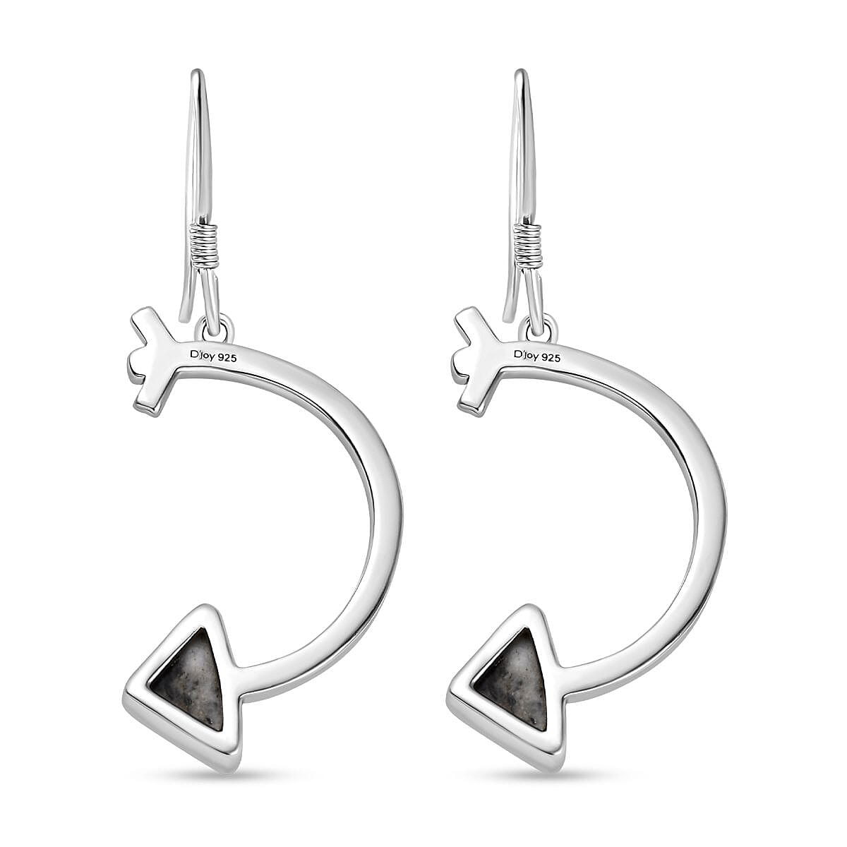 D'Joy Artisan Crafted White Buffalo 3.20 ctw Crescent Moon and Arrow Earrings in Sterling Silver