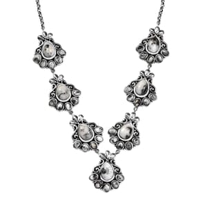 D'Joy Artisan Crafted White Buffalo 20.65 ctw Necklace in Sterling Silver 18 Inches