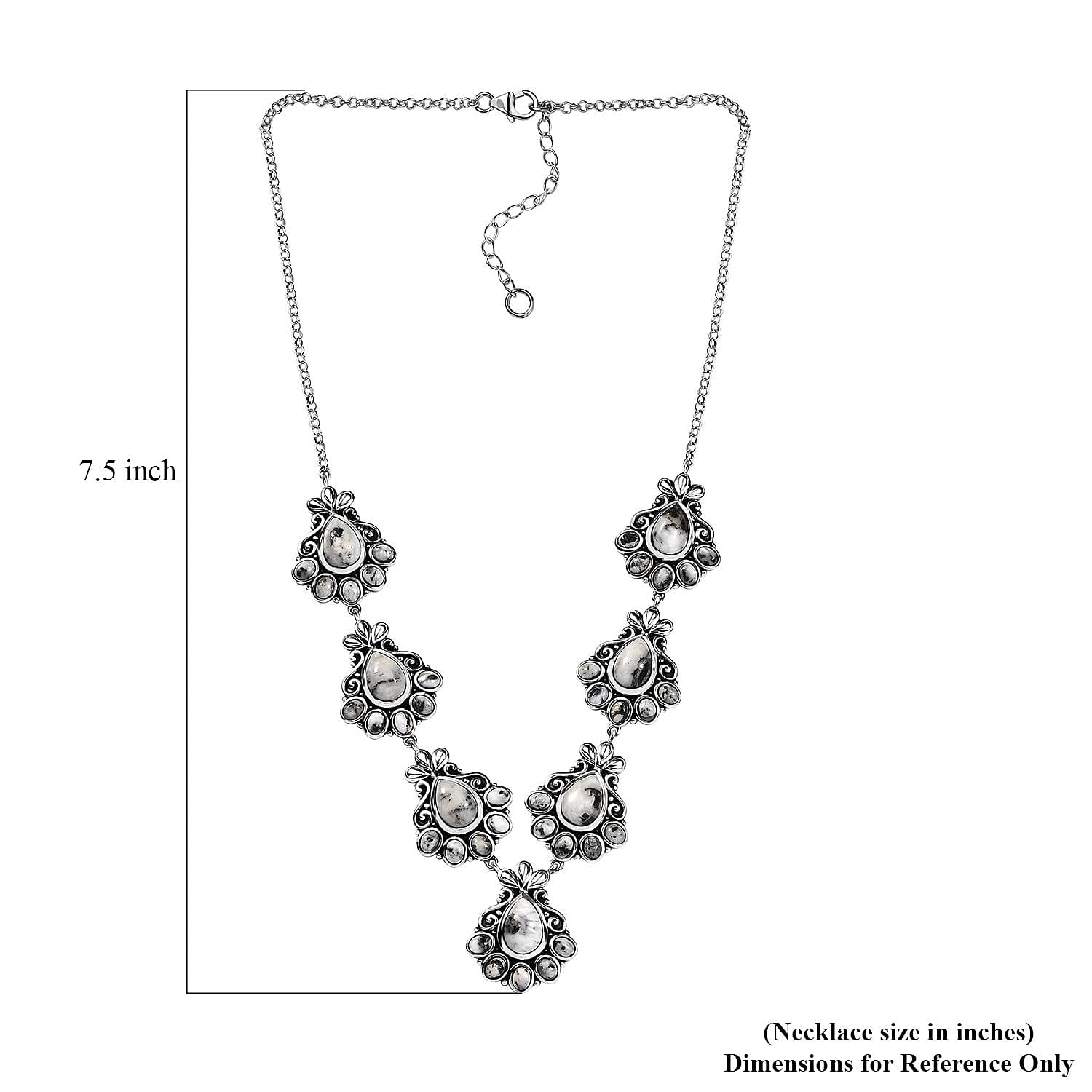 D'Joy Artisan Crafted White Buffalo 20.65 ctw Necklace in Sterling Silver 18 Inches