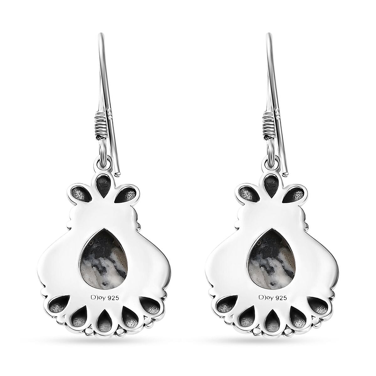 D'Joy Artisan Crafted White Buffalo 3.70 ctw Dangle Earrings in Sterling Silver