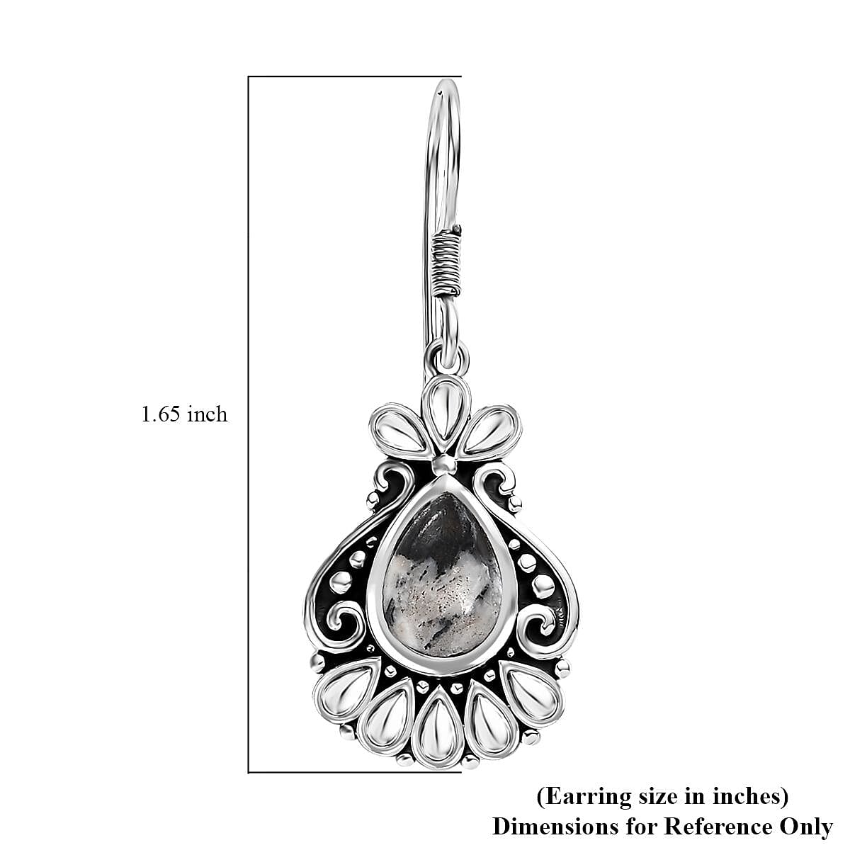 D'Joy Artisan Crafted White Buffalo 3.70 ctw Dangle Earrings in Sterling Silver