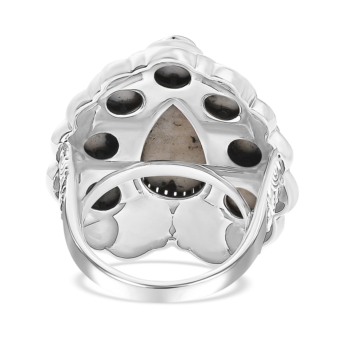 D'Joy Indian Artisan Crafted White Buffalo 9.20 ctw Floral Ring in Sterling Silver (Size 9.0) image number 4
