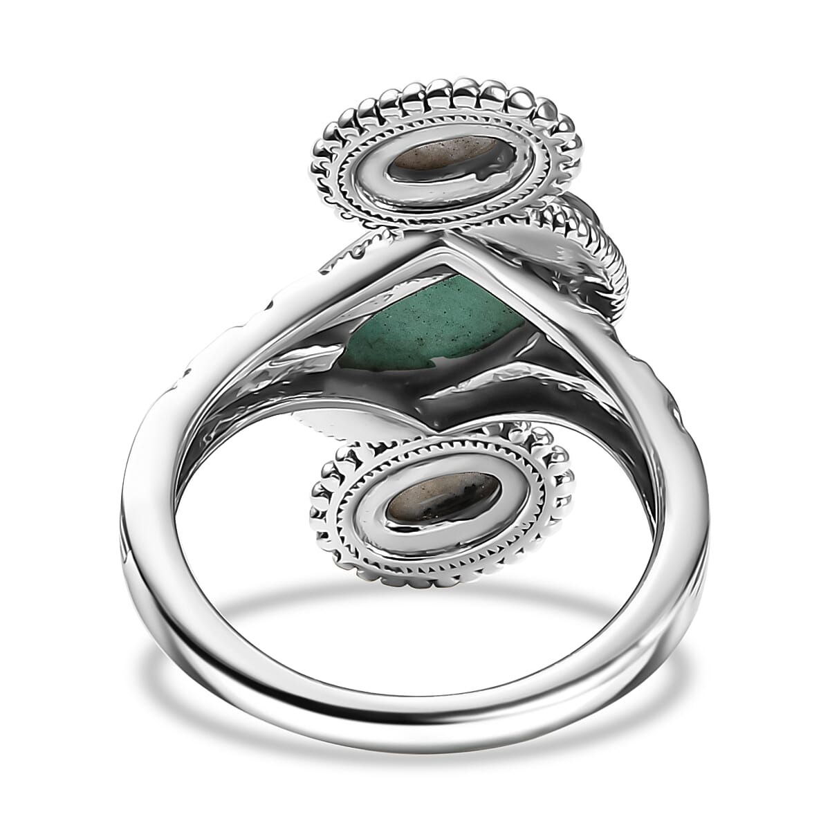 D'Joy Artisan Crafted Royston Turquoise and White Buffalo 3.10 ctw Ring in Sterling Silver (Size 10.0)