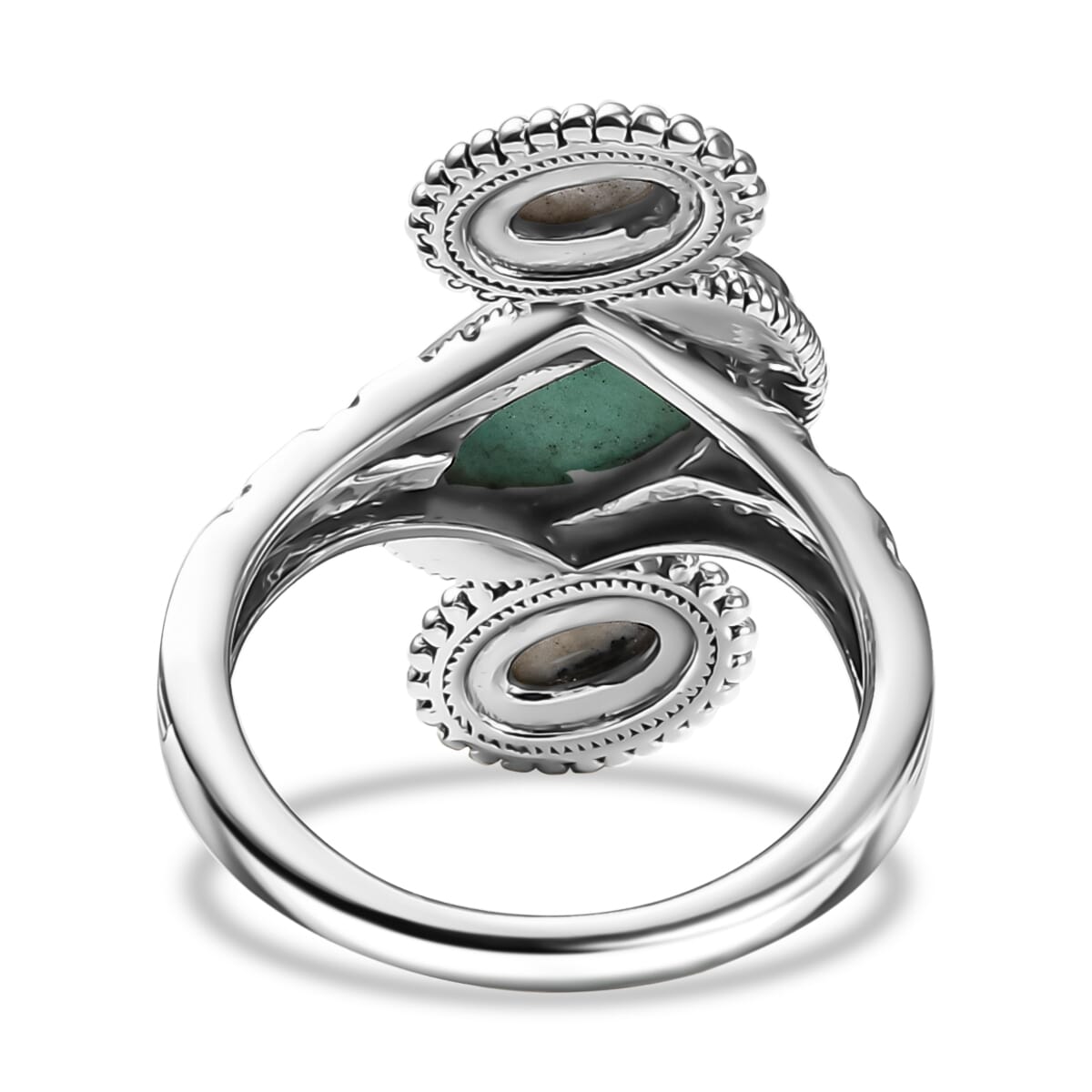 D'Joy Artisan Crafted Royston Turquoise and White Buffalo 3.10 ctw Ring in Sterling Silver (Size 7.0) image number 4
