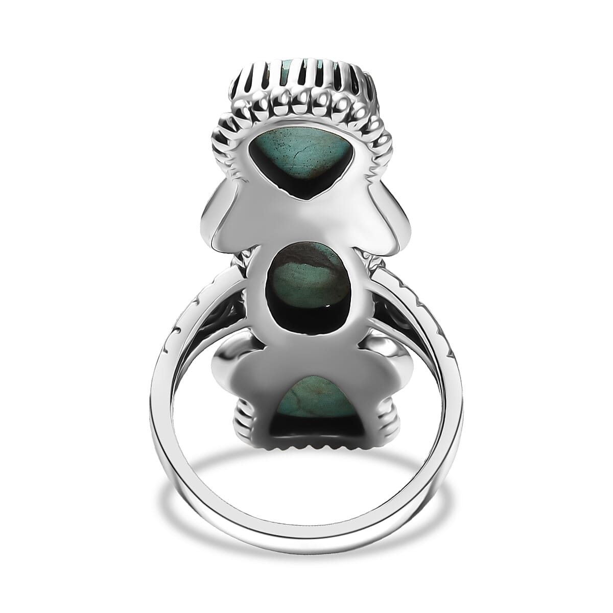 D'Joy Indian Artisan Crafted Royston Turquoise 8.35 ctw Navajo Cascade Ring in Sterling Silver (Size 8.0) image number 4