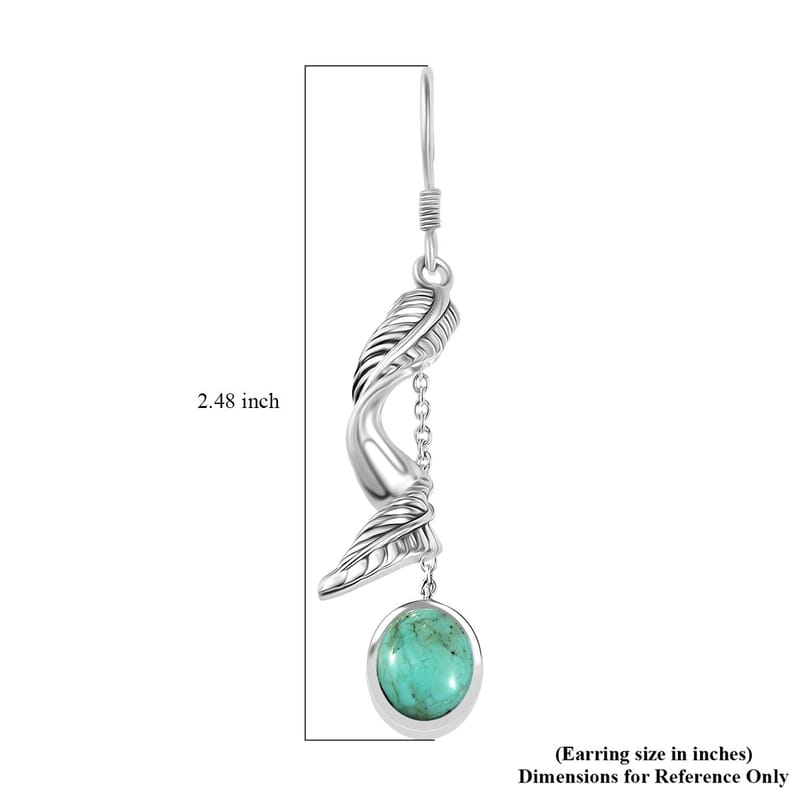 D'Joy Artisan Crafted Royston Turquoise 4.40 ctw Leaf Earrings in Sterling Silver