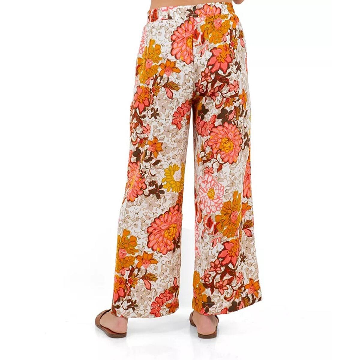 Fever Orange Floral Wide Leg Pant with Drawstring - M image number 1