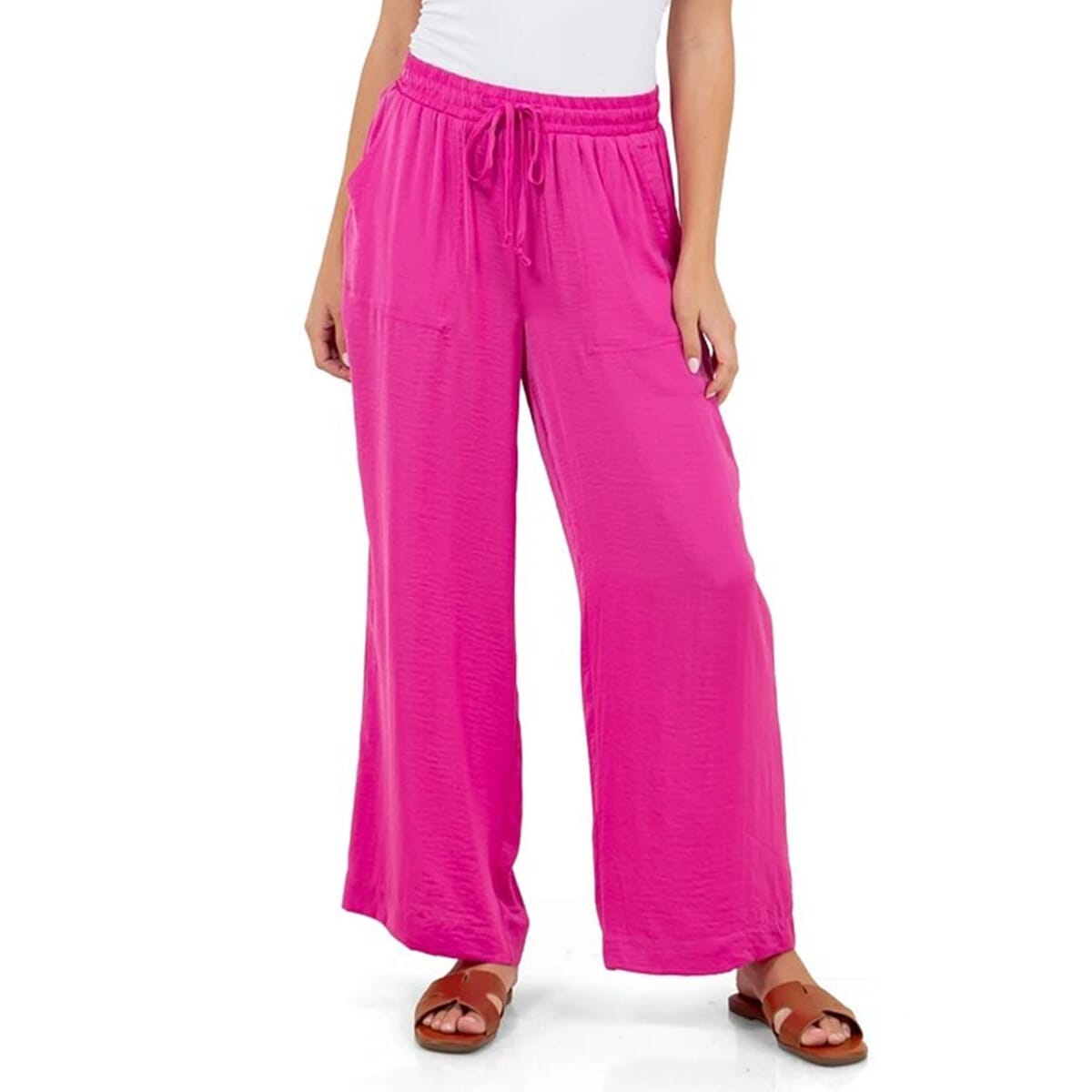 Fever Pink Wide Leg Pant with Drawstring - M  image number 3