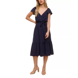 Closeout John Paul Richard Navy Matte Jersey Dress with Waist Tie - L