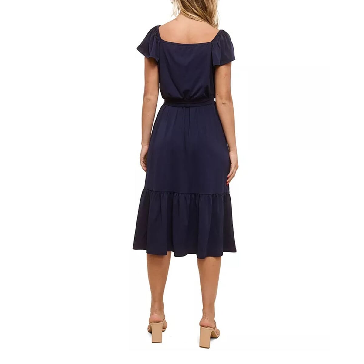 Closeout John Paul Richard Navy Matte Jersey Dress with Waist Tie - L image number 1