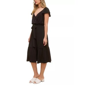Closeout John Paul Richard Black Matte Jersey Dress with Waist Tie - M
