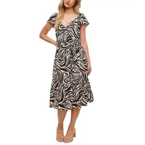 Closeout John Paul Richard Swirl Matte Jersey Dress with Waist Tie - S