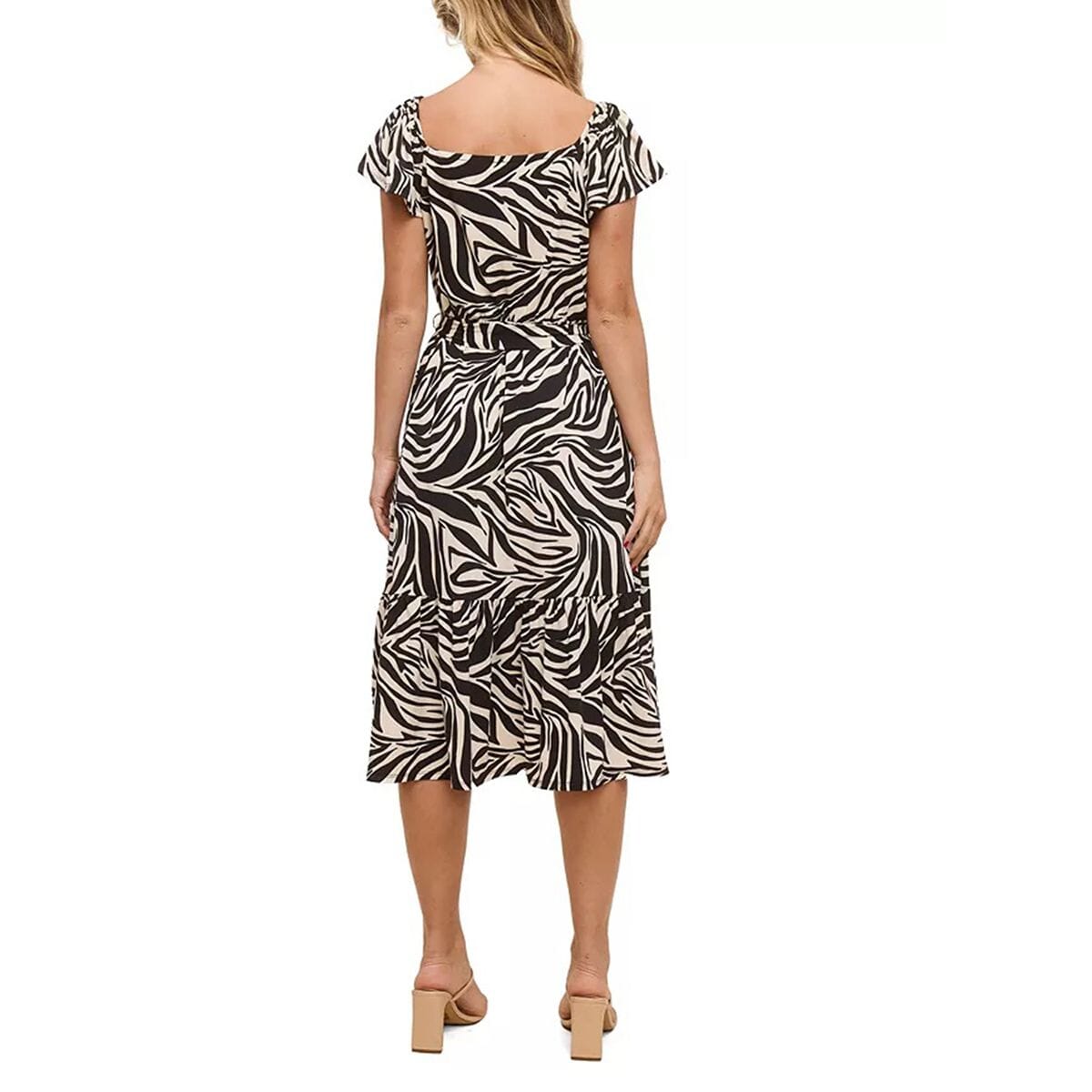Closeout John Paul Richard Swirl Matte Jersey Dress with Waist Tie - M image number 1