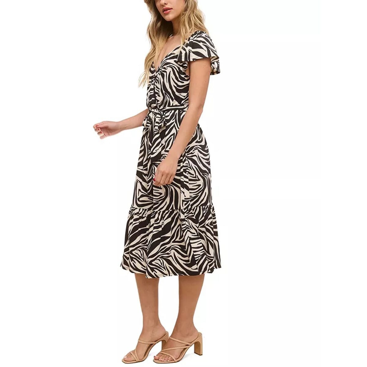 Closeout John Paul Richard Swirl Matte Jersey Dress with Waist Tie - XL image number 2