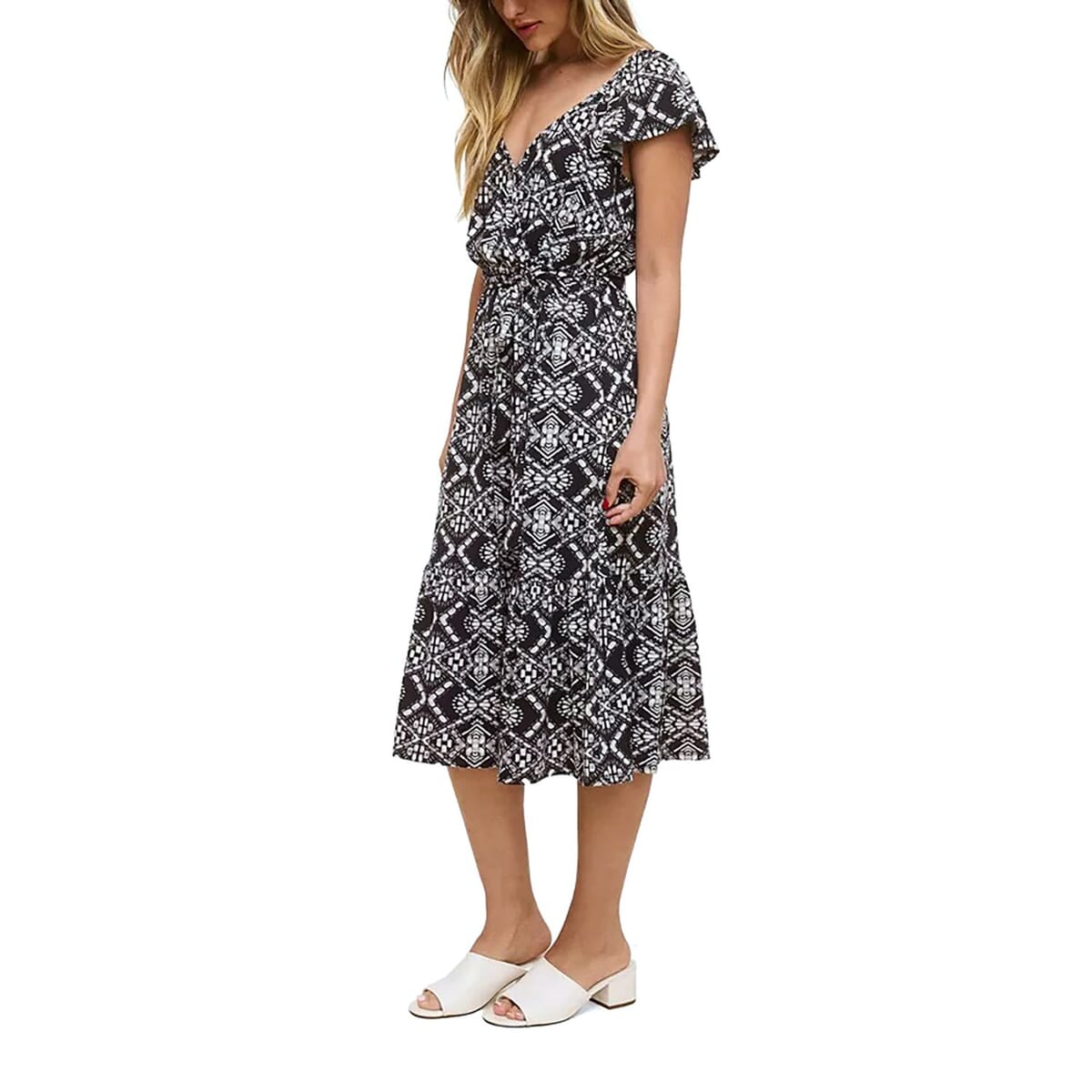 Closeout John Paul Richard Kaleidoscope Matte Jersey Dress with Waist Tie - M image number 2