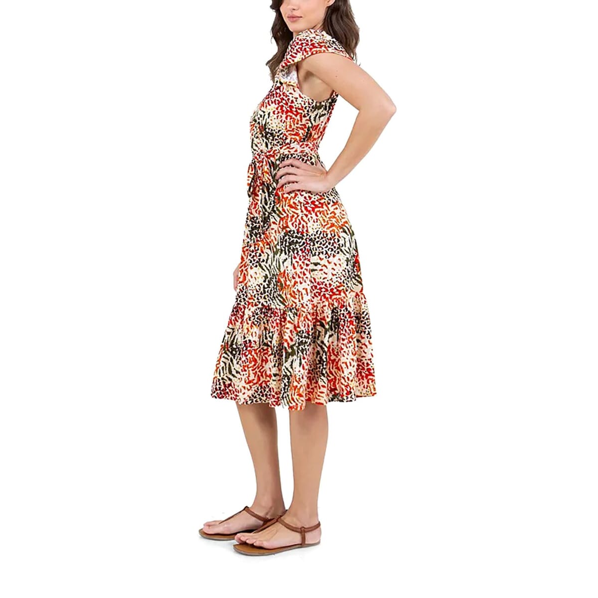 Closeout John Paul Richard Animal Matte Jersey Dress with Waist Tie - L image number 2