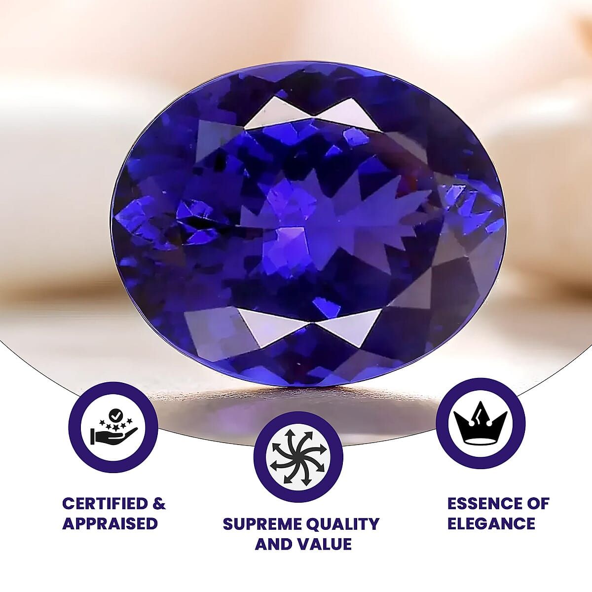 Certified & Appraised AAAA Tanzanite (Oval Free Size) 17.26 ctw image number 4