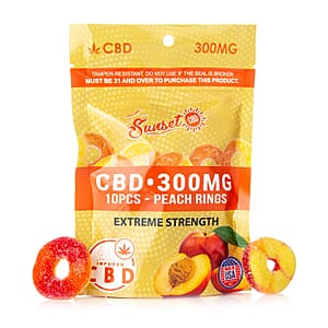 Sunset CBD Peach Ring Gummies 300MG (10 Pack)