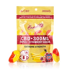 Sunset CBD Strawberry Banana Ring Gummies 300MG (10 Pack)