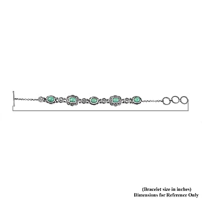 D'Joy Artisan Crafted Royston Turquoise 8.40 ctw Floral Bracelet in Sterling Silver (6.50-8.0In) 