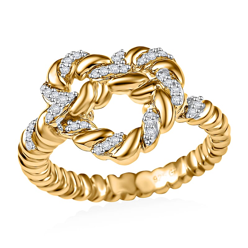 GP Amore Collection Diamond 0.20 ctw Love Knot Ring in 18K Vermeil Yellow Gold Over Sterling Silver (Size 10.0)