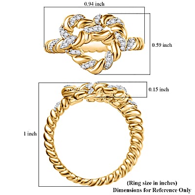 GP Amore Collection Diamond 0.20 ctw Love Knot Ring in 18K Vermeil Yellow Gold Over Sterling Silver (Size 10.0)