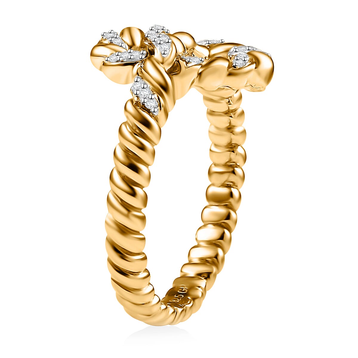 GP Amore Collection Diamond 0.20 ctw Love Knot Ring in 18K Vermeil Yellow Gold Over Sterling Silver (Size 7.0) image number 3