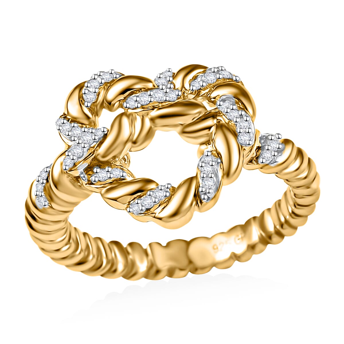 GP Amore Collection Diamond 0.20 ctw Love Knot Ring in 18K Vermeil Yellow Gold Over Sterling Silver (Size 8.0) image number 0