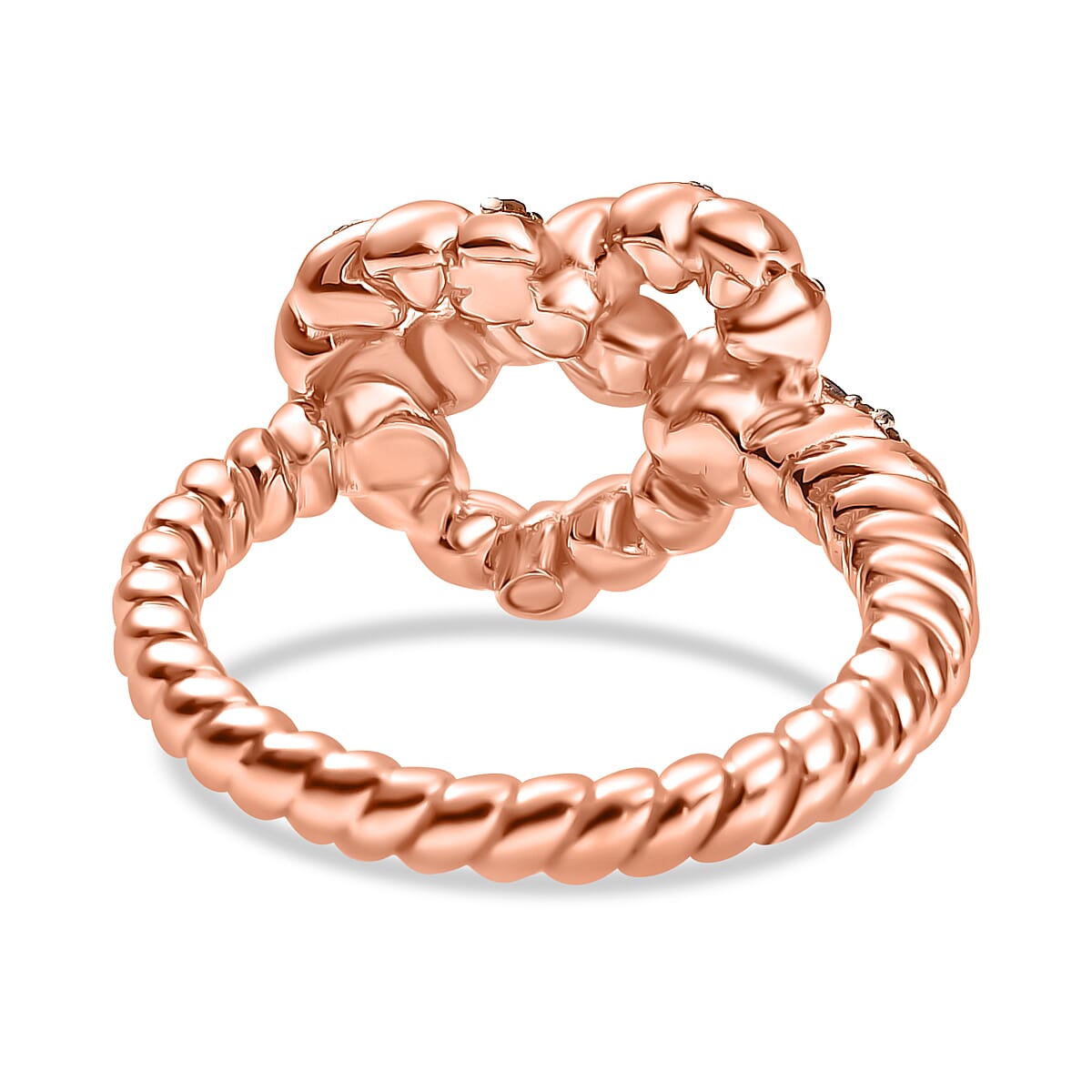 GP Amore Collection Natural Champagne Diamond 0.20 ctw Love Knot Ring in 18K Vermeil Rose Gold Over Sterling Silver (Size 6.0) image number 4