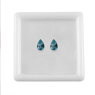Blue Zircon Set of 2 (Pear 6x4 mm) 1.10 ctw