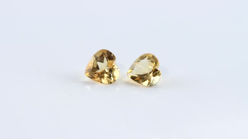 Premium Brazilian Citrine Set of 2 (Hrt 8 mm) 2.57 ctw