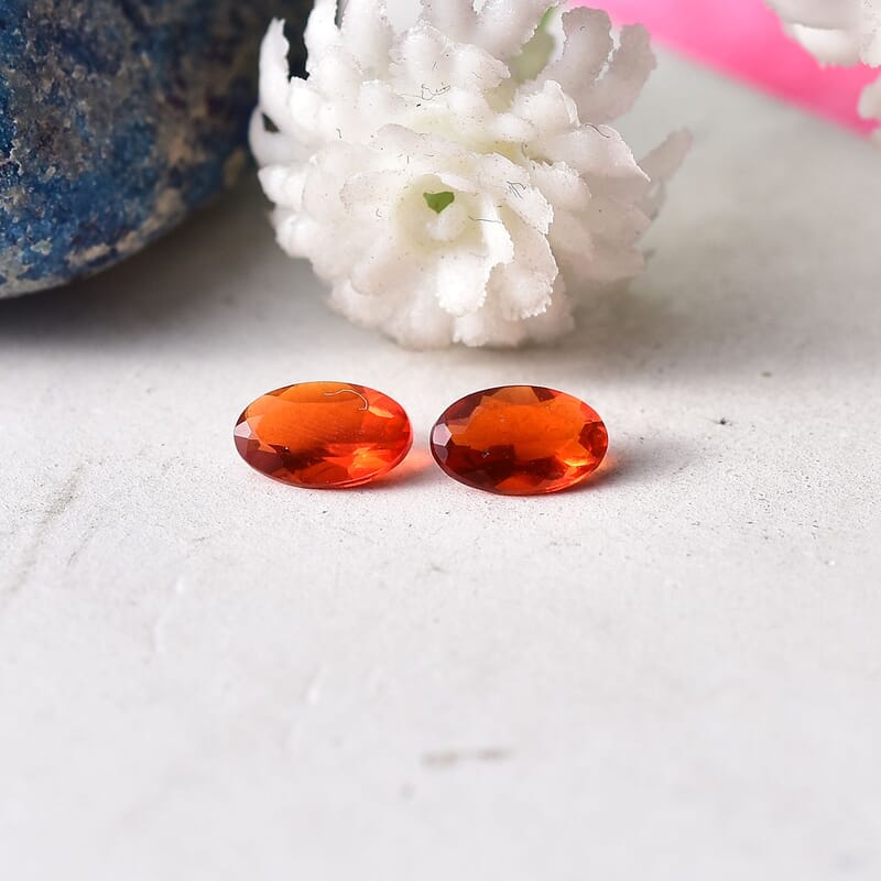 Premium Jalisco Fire Opal Set of 2 (Oval 5x3 mm) 0.28 ctw