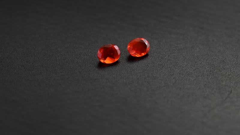 Premium Jalisco Fire Opal Set of 2 (Oval 5x4 mm) 0.45 ctw