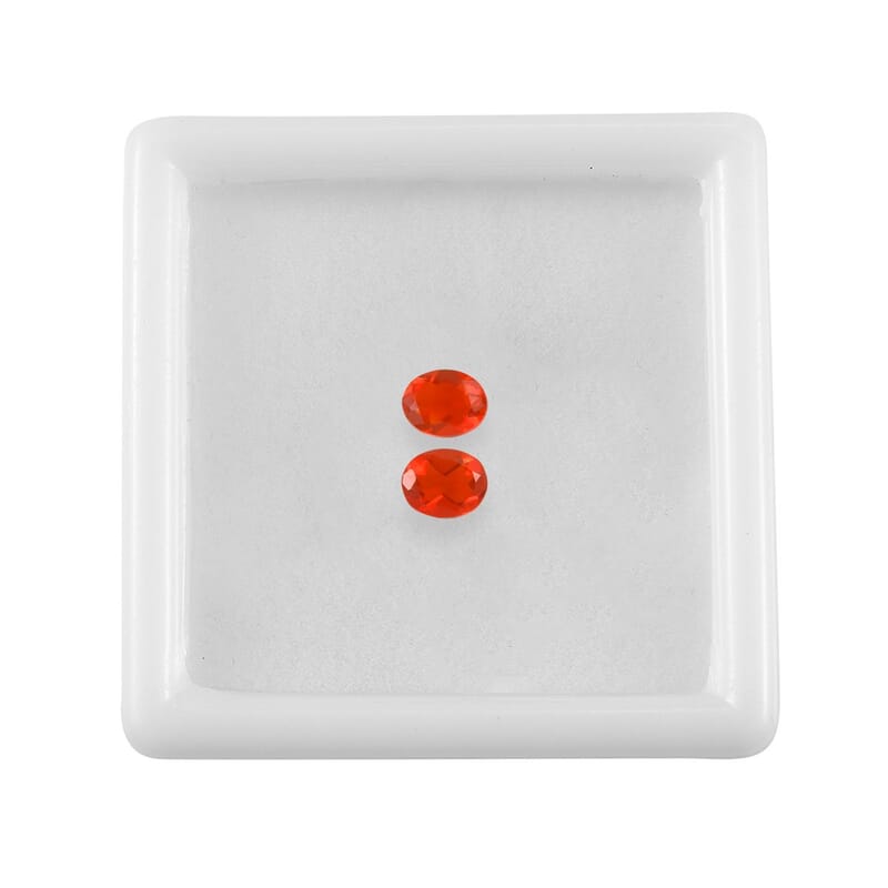 Premium Jalisco Fire Opal Set of 2 (Oval 5x4 mm) 0.45 ctw