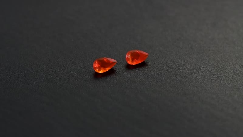 Premium Jalisco Fire Opal Set of 2 (Pear 5x3 mm) 0.26 ctw