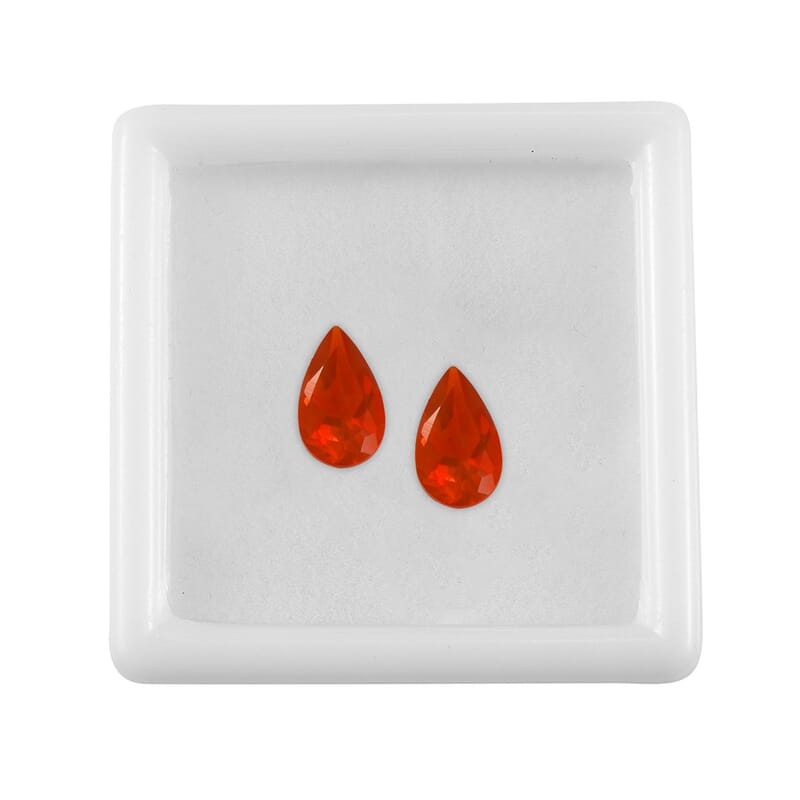 Premium Jalisco Fire Opal Set of 2 (Pear 5x3 mm) 0.26 ctw