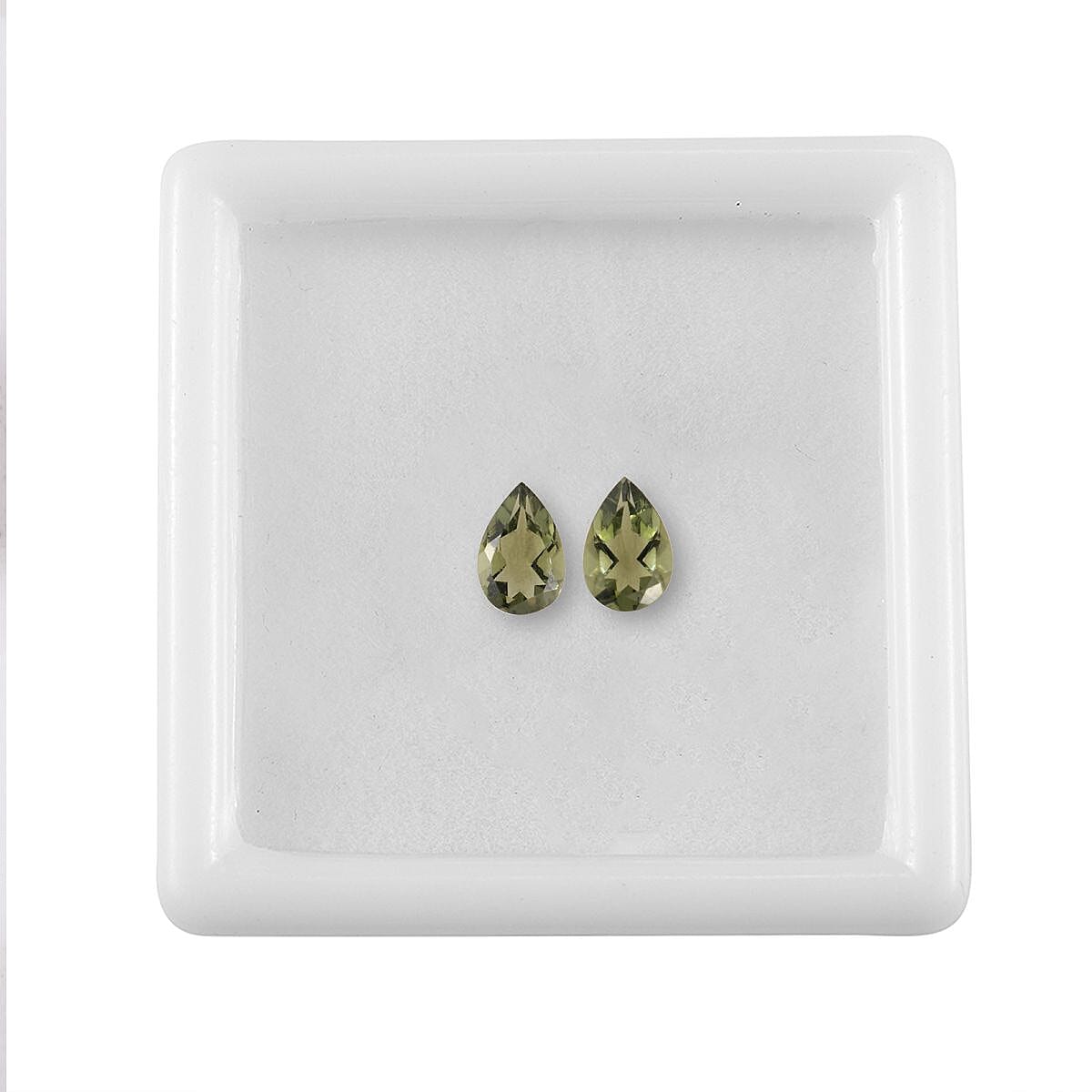 Bohemian Moldavite Set of 2 (Pear 6x4 mm) 0.58 ctw