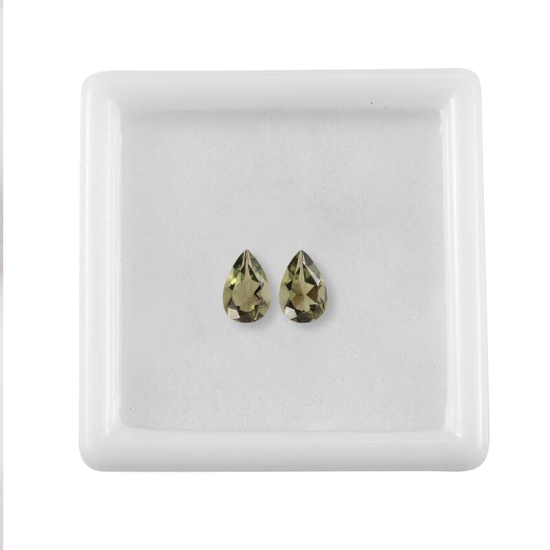 AA Bohemian Moldavite Set of 2 (Pear 6x4 mm) 0.63 ctw