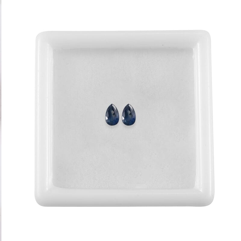 Premium Blue Sapphir Set of 2 (Pear 5x3 mm) 0.37 ctw Loose Gemstone