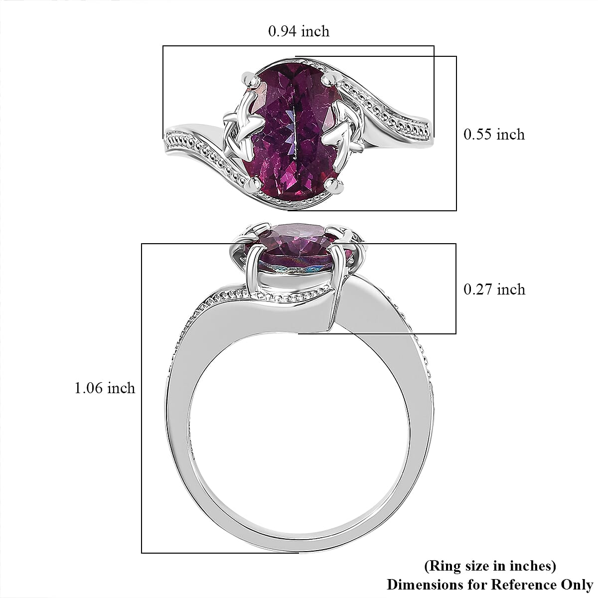 D'Joy Crimson Mystic Topaz 4.20 ctw Celestial Allure Ring in Rhodium Over Sterling Silver (Size 10.0)