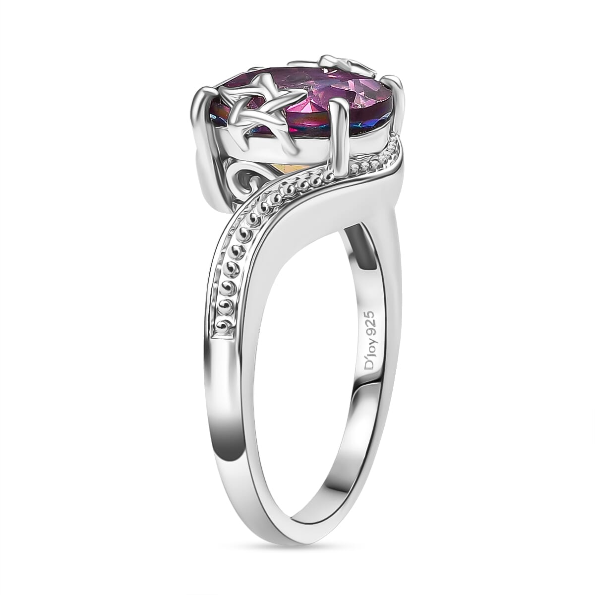 D'Joy Crimson Mystic Topaz 4.20 ctw Celestial Allure Ring in Rhodium Over Sterling Silver (Size 7.0) image number 3