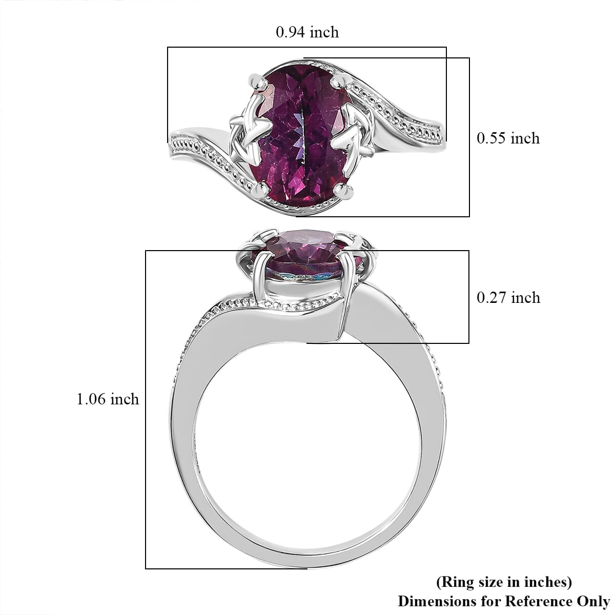 D'Joy Crimson Mystic Topaz 4.20 ctw Celestial Allure Ring in Rhodium Over Sterling Silver (Size 7.0) image number 5