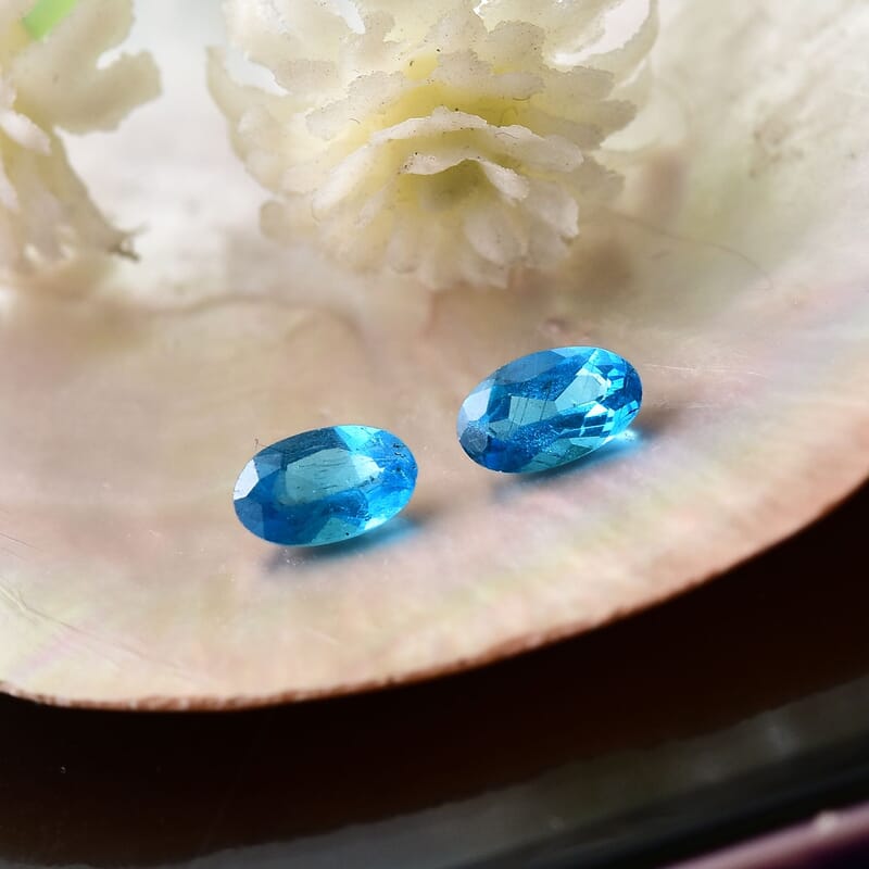 Malgache Neon Apatite Set of 2 (Ovl 5x3 mm) 0.42 ctw