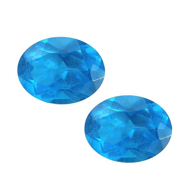 AA Malgache Neon Apatite Set of 2 (Ovl 5x4 mm) 0.69 ctw Loose Gemstone